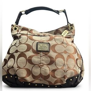 Coach Signature Sateen Brooke Hobo Bag No. 19203 - Like New - Brown/Tan